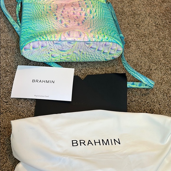 Brahmin Blue and Pink Shoulder Bag with Textured Design - Picture 7 of 7